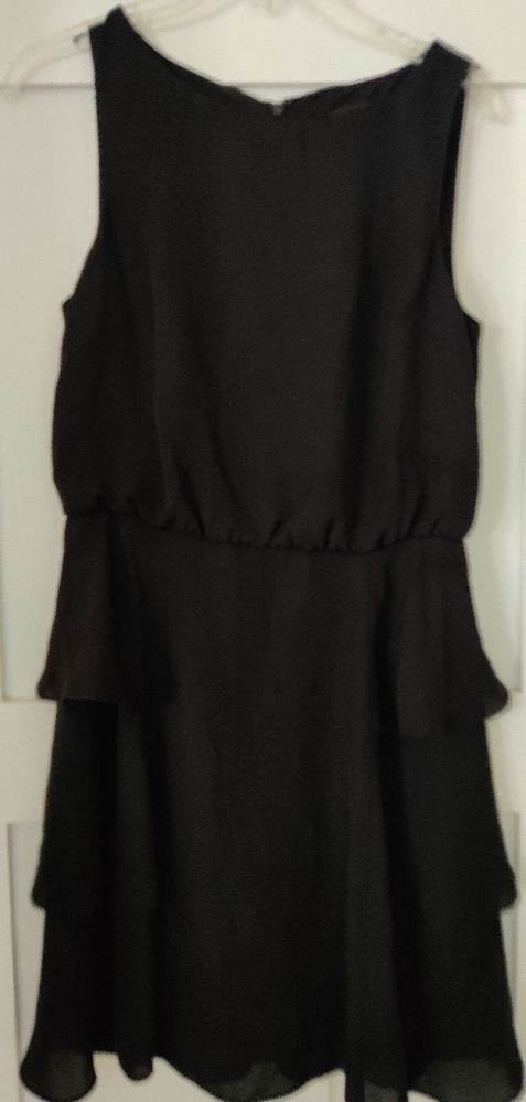 High neck, side ruffle dress